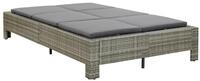 vidaXL Gartenliege, 2-Personen-Sonnenliege mit Auflage Grau Poly Rattan