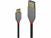 Lindy 0.15m USB 3.1 Typ C an A Adapterkabel, Anthra USB-Kabel, (15.00 cm)