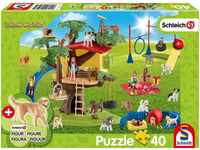 Schmidt Spiele Puzzle Farm World, Fröhliche Hunde. Puzzle 40 Teile, mit Add-on