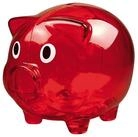 Macma Spardose Sparschwein / Farbe: transparent rot