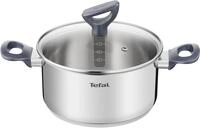 Tefal Kochtopf Daily Cook, Edelstahl (2-tlg), 20 cm, Ausgie&szlig;hilfe, Messmarkierungen,