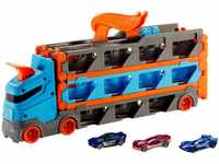 Hot Wheels Spielzeug-Transporter 2-in-1 Rennbahn-Transporter, mit drei Hot...