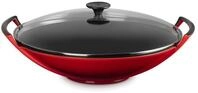 LE CREUSET Wok Wok mit Glasdeckel 36 cm Kirschrot