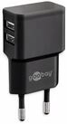 Goobay GOOBAY USB-Lader 44951, 2-fach, 2,4 A, 12 W, schwarz USB-Ladeger&auml;t