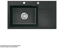 Systemceram K&uuml;chensp&uuml;le KeraDomo STEMA 86 SL Becken links Handbedienung Nigra,