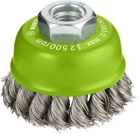 BOSCH Schleifaufsatz Topfb&uuml;rste, Edelstahl, gezopfter Draht, 65 mm, 0.35 mm