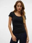 Rundhalsshirt VERO MODA "VMMAXI MY SOFT SS U-NECK", Damen, Gr. L, schwarz, Jersey,