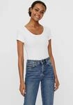 Rundhalsshirt VERO MODA "VMMAXI MY SOFT SS U-NECK", Damen, Gr. L, wei&szlig; (hellwei&szlig;),