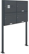 AL Briefkastensysteme Standbriefkasten 3 Fach Premium Briefkasten A4 in RAL 7016