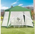 Outsunny Pavillon Partyzelt, Wetterfest, Zelt mit Moskitonetz, mit 4 Seitenteilen,