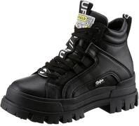 Schn&uuml;rboots BUFFALO "ASPHA NC MID", Damen, Gr. 37, schwarz, Lederimitat, Schuhe