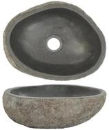 vidaXL Aufsatzwaschbecken vidaXL Waschbecken Flussstein Oval (29-38)x(24-31) cm
