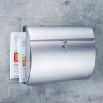 Haushalt International Briefkasten Briefkasten aus Edelstahl 18/8 mit Zeitungsfach