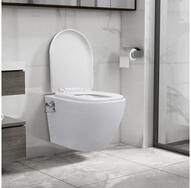 vidaXL Tiefsp&uuml;l-WC, Wand-WC ohne Sp&uuml;lrand mit Bidet-Funktion Keramik Wei&szlig;