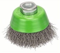 BOSCH Schleifaufsatz Topfb&uuml;rste, Edelstahl, gewellter Draht, 65 mm, 0.3 mm, 12500