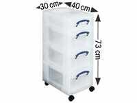 Really Useful Products Box 4 + 3 x 9 Liter transparent 30 x 42 x 73 cm...