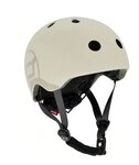 Scoot and Ride Kinderhelm S Ash, Schutzhelm mit LED Licht, 51 - 55 cm Fahrradhelm