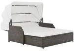 vidaXL Gartenliege 2-Personen-Sonnenliege mit Sonnendach Poly Rattan Braun
