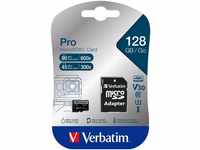 Verbatim Verbatim microSDXC-Card 128GB, PRO, U3, UHS-3, 4K UHD (R) 90MB/s, (W)