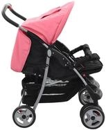 vidaXL Zwillingswagen, Rosa und Schwarz Stahl