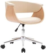 vidaXL B&uuml;rostuhl Drehbarer B&uuml;rostuhl Creme Bugholz und Kunstleder (1 St)
