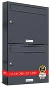 AL Briefkastensysteme Wandbriefkasten 2 Fach Premium Briefkasten A4 in RAL 7016