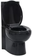 vidaXL Tiefsp&uuml;l-WC, Toilette f&uuml;r Ecke Keramik Schwarz