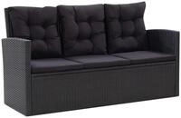 vidaXL Gartenlounge-Set, 6-tlg. Lounge Set mit Kissen Poly Rattan Schwarz