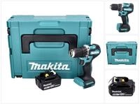 Makita Akku-Schrauber DDF 487 T1J Akku Bohrschrauber 18 V 40 Nm Brushless + 1x...