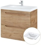 Lomadox Waschtisch LUTON-56-CRAFT, 61 cm Wotan Eiche Nb. Keramikwaschbecken...