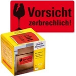 Avery Zweckform Etiketten Warnetiketten Vorsicht zerbrechlich! 100x50mm neon rot