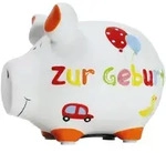 Wurm Spardose KCG Sparschwein "Zur Geburt" Keramik Bunt 12,5x9x9 K
