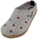 Haflinger Grizzly Cuoricino Filzclog aus reinem Wollfilz Unisex Herzmotiv Hausschuh