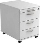 HAMMERBACHER Container Rollcontainer 58cm 3 Sch&uuml;be Schloss Bogengriff Wei&szlig;