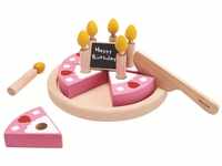 PlanToys Holz-Spielzeug Geburtstagskuchen 15-teilig