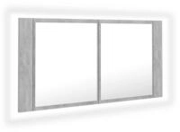 vidaXL Spiegelschrank NA LED Bad Spiegelschrank Betongrau 90x12x45 cm Badezimmer