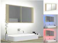 vidaXL Badezimmerspiegelschrank LED-Bad-Spiegelschrank Sonoma-Eiche 90x12x45 cm...
