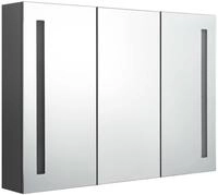 vidaXL Badezimmerspiegelschrank LED-Spiegelschrank f&uuml;rs Bad 89x14x62 cm Grau