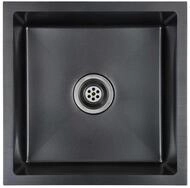 vidaXL Granitsp&uuml;le Handgefertigte K&uuml;chensp&uuml;le Schwarz Edelstahl, 44/44 cm