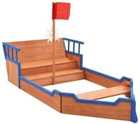 vidaXL Sandkasten, Sandkiste Piratenschiff Tannenholz 190x94,5x101 cm