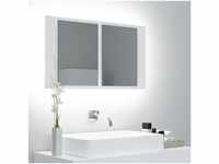 vidaXL Badezimmerspiegelschrank LED-Bad-Spiegelschrank Weiß 80x12x45 cm Acryl...