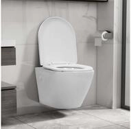 vidaXL Tiefsp&uuml;l-WC, Wand-WC ohne Sp&uuml;lrand Keramik Wei&szlig;