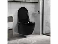 vidaXL Tiefspül-WC Wand-WC ohne Spülrand mit Bidet-Funktion Keramik Schwarz