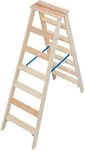 KRAUSE Doppelleiter STABILO, Holz, 2x7 Stufen, Arbeitsh&ouml;he ca. 245 cm