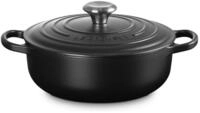 LE CREUSET Br&auml;ter Sauteuse Signature rund schwarz matt 24cm, Emailliertes Gusseisen