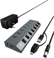 ICY BOX IB-HUB1701-C3 7 Port Hub USB-Adapter, USB 3.0 Type-A Hub Ladeger&auml;t...