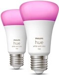 Philips Hue LED-Leuchtmittel White & Col. Amb. E27 Doppelpack 2x800lm 75W, E27,...