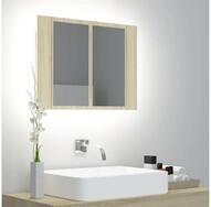 vidaXL Spiegelschrank NA LED Bad Spiegelschrank Sonoma Eiche 60x12x45 cm Badezimmer