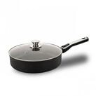 Genius Bratpfanne Cerafit Plasma Schmorpfann 26 cm mit Glasdeckel, Aluminium,