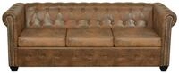 vidaXL Chesterfield-Sofa, Chesterfield-Sofa 3-Sitzer Kunstleder Braun